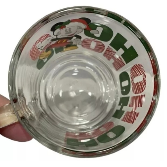 Vtg Anchor Hocking Disney Mickey Mouse Ho Ho Christmas Holiday Glass Coffee Mug - Picture 5 of 5